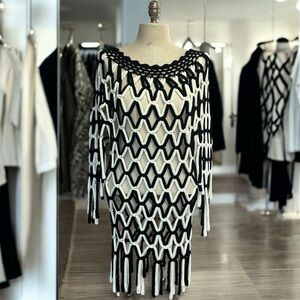 Méchante Black and White Crochet Top Sweater